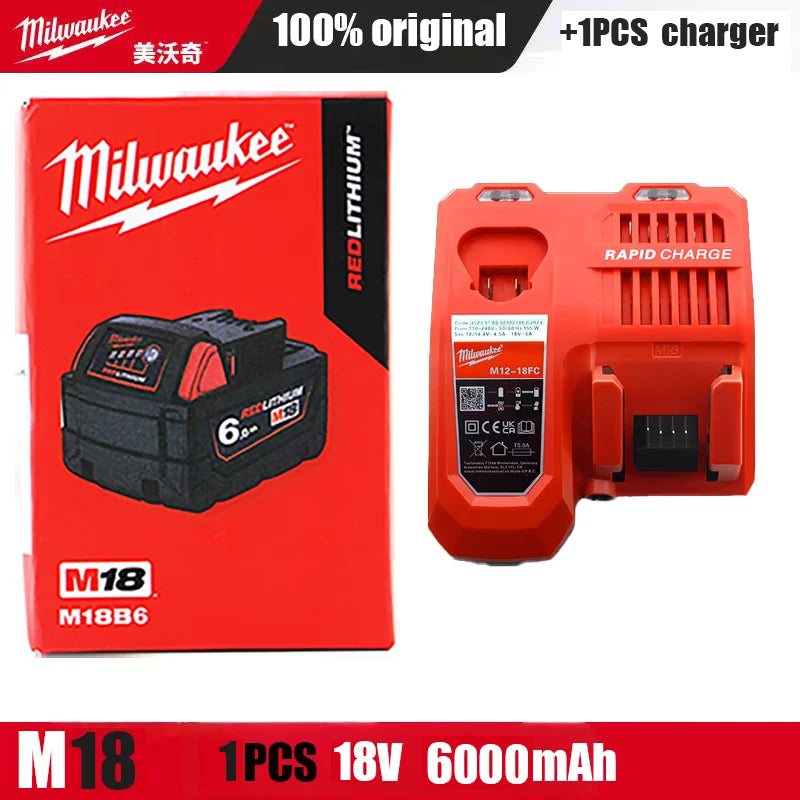 Original Genuine Milwaukee Battery M18B6 6.0Ah 48-11-1860 48-11-1850 M18 Tool Lithium in Original Packaging