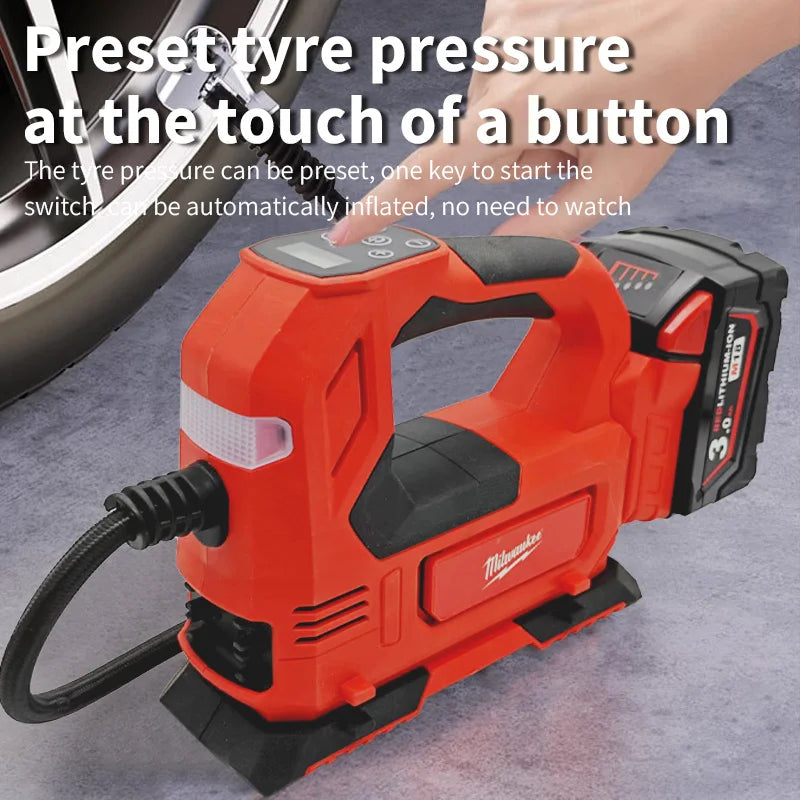 Milwaukee 18V 150PSI Cordless Electric Air Pump Tire Inflator Air Compressor with Digital Pressure Gauge For Milwaukee 18V Battery