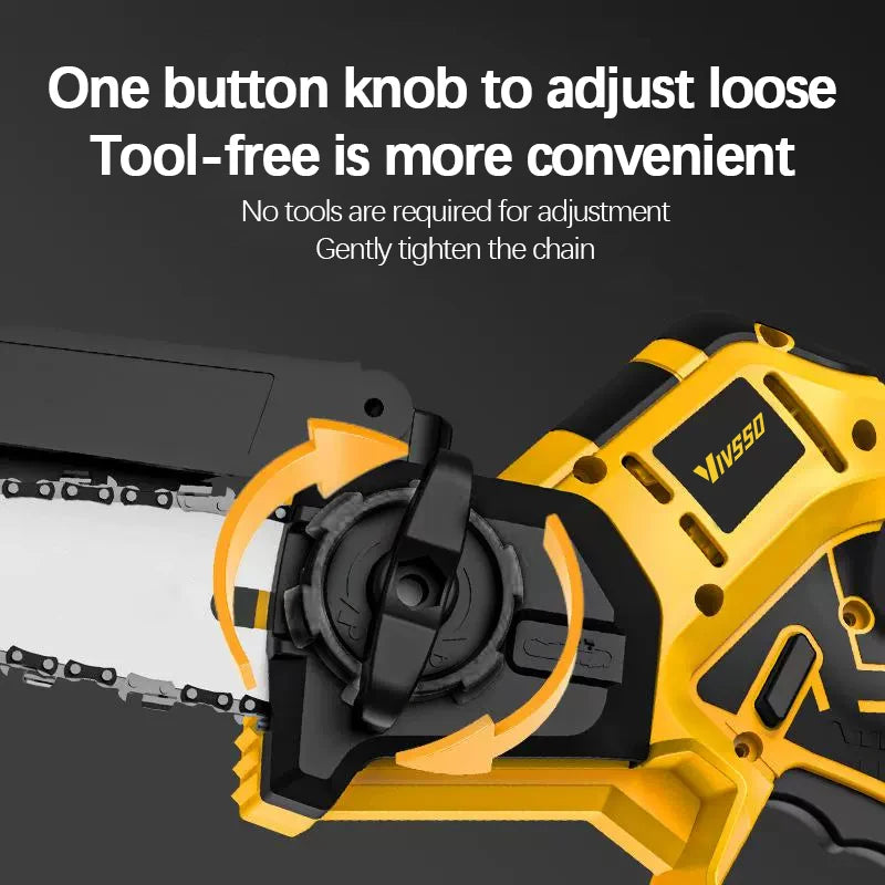 DeWalt Compatible JV 18V 20V Max VIVSSO Electric Chain Saw Rechargeable Woodworking Saw 8 Inch Mini Chain Saw Garden Pruning Saw Tool For Dewalt 20v Battery Pins