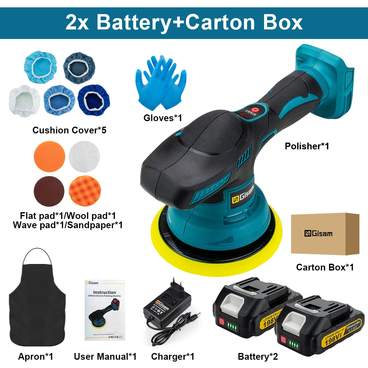 Makita Compatible 18V Gisam Cordless Car Polisher 8 Gears Digital Display Electric Polisher Auto Car Polishing Waxing Machine For Makita 18V Battery