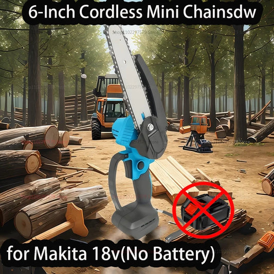 Makita Compatible 18V JV Mini Chainsaw Compact 6-inch Handheld Electric Log Cutting Tool for Woodworking Camping Yard Cleanup For Makita 18V Battery Pin
