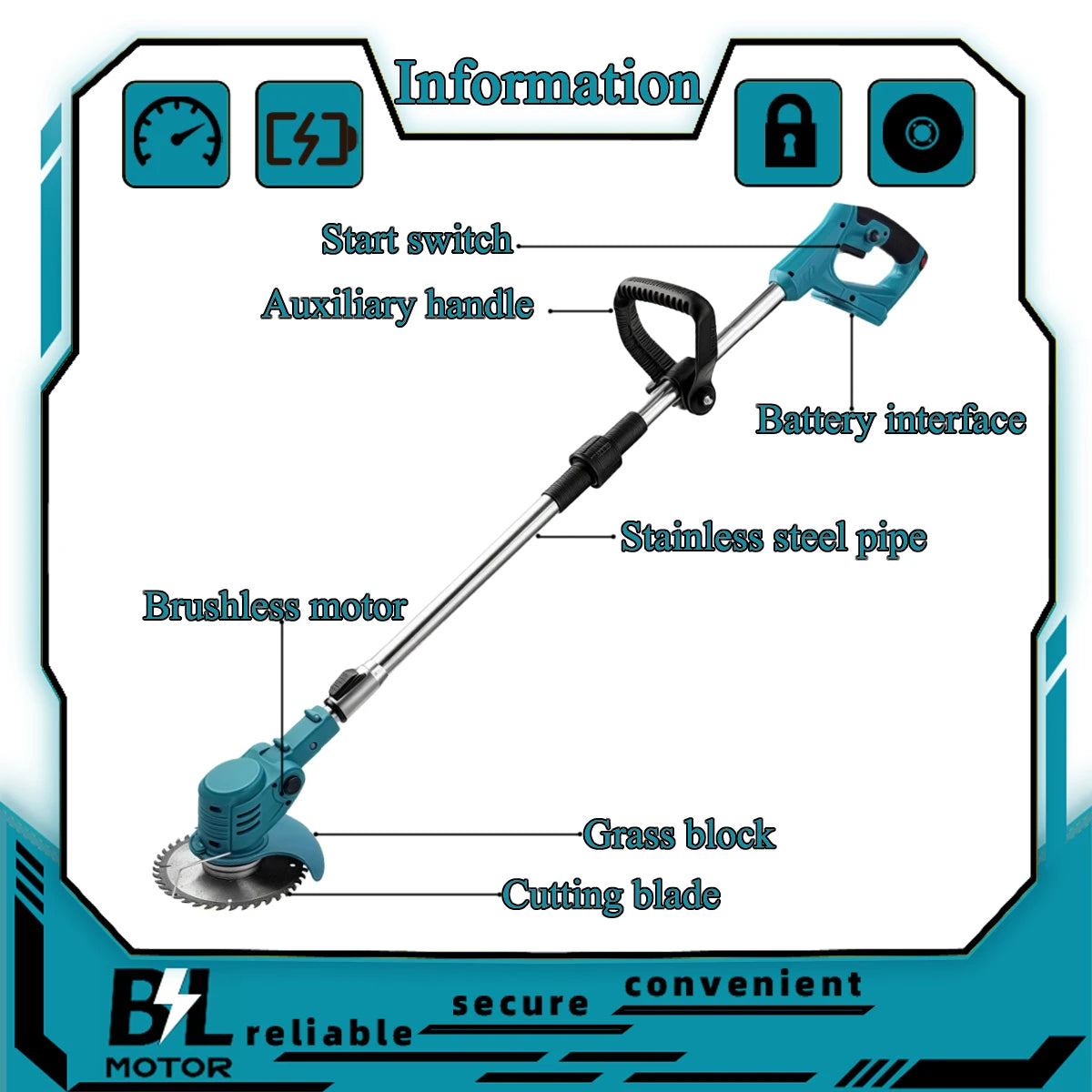 Makita Compatible 18V JV Cordless Handheld Electric Grass Trimmer  Lawn Mower  Adjustable Garden Tools For Makita 18V Battery