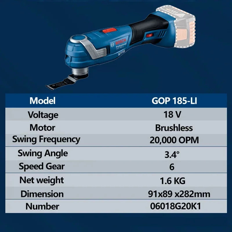 BOSCH 18V GPO 185-Li Cordless Oscillating Multi Tools Bare Tool Brushless Universal Treasure 18V Rechargeable Cutting Machine GOP 185-LI