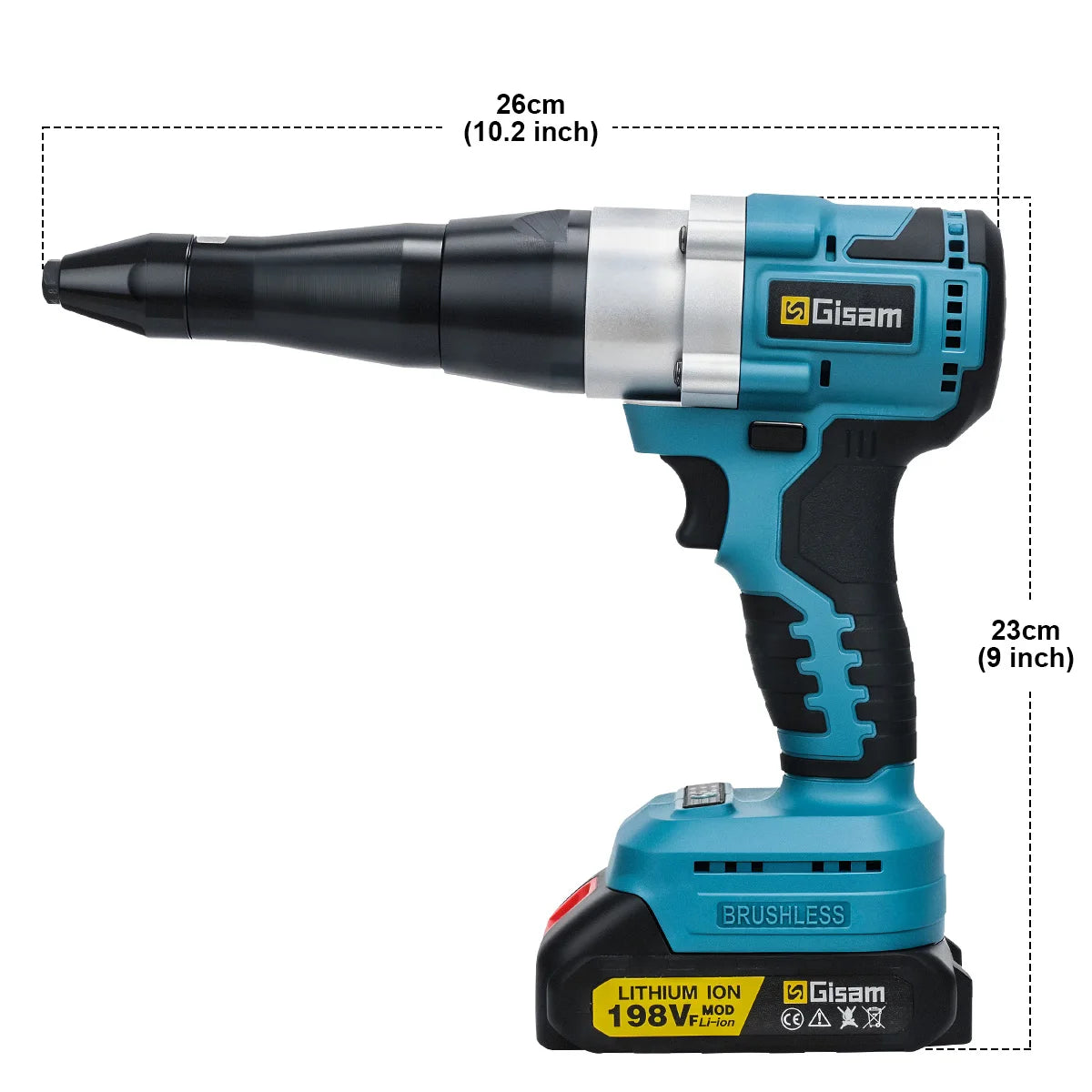 Makita compatible 18V Gisam 25000N Brushless 18V Electric Rivet Gun Cordless Rivet Nut Gun Drill Insert Automatic Riveting Tool For Makita 18V Battery Pin
