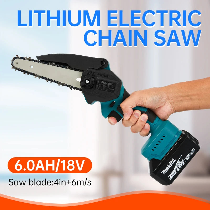 Makita 18V 4" Mini Chainsaw 4-inch Electric Saw Handheld Portable Wood Logging Chainsaw Garden Pruning Wood Power Tool for 18V Battery