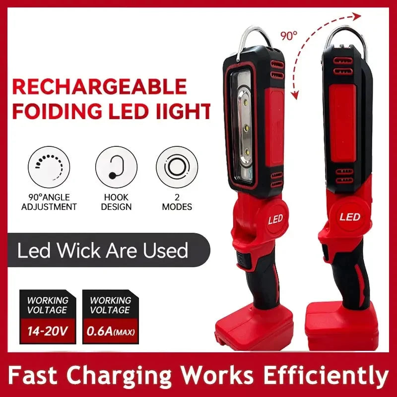 Milwaukee Compatible 18V JV LED Work Light Super Bright 90 DegreeClip on Light Lithium Battery 20V M18 Flood Light Outdoor Lighting Camping