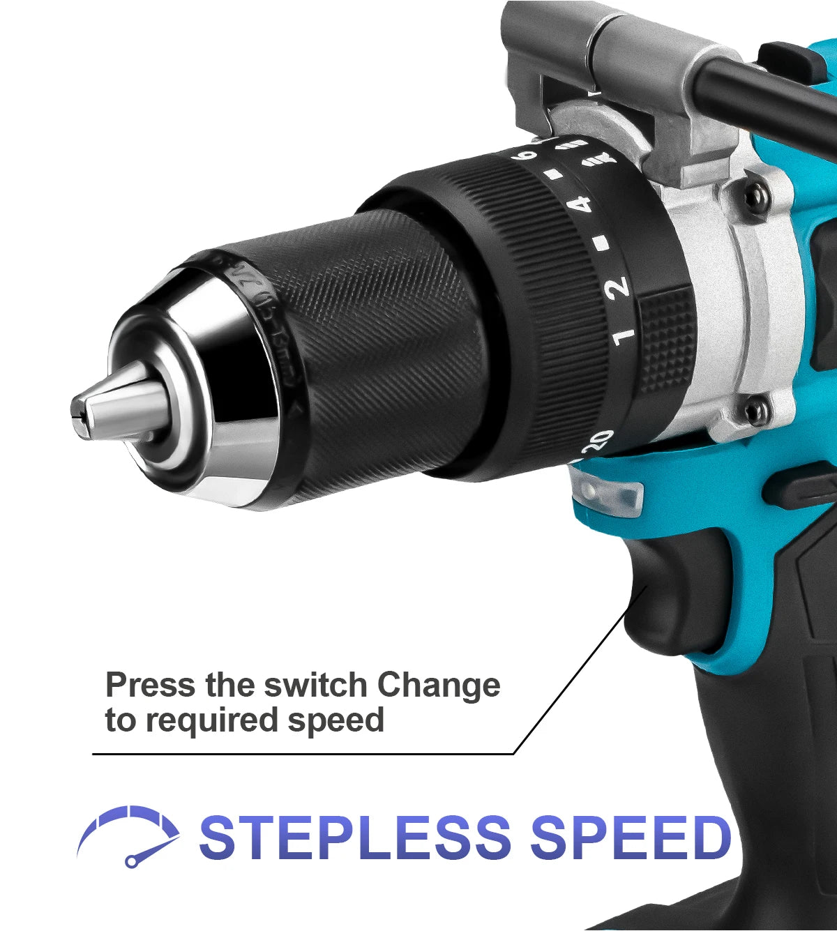 Makita Compatible 18V Gisam 650NM Brushless Electric Impact Drill 13MM Chuck Driver Cordless Electric Screwdriver Tool for Makita 18V Battery Pins