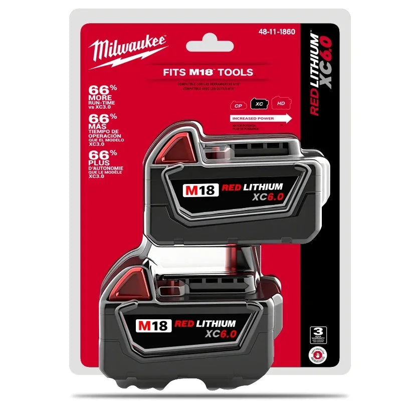 Milwaukee original 18V 6Ah/5Ah WITH PACKAGING High Energy Battery M18B6 M18B5 Milwaukee 2pk