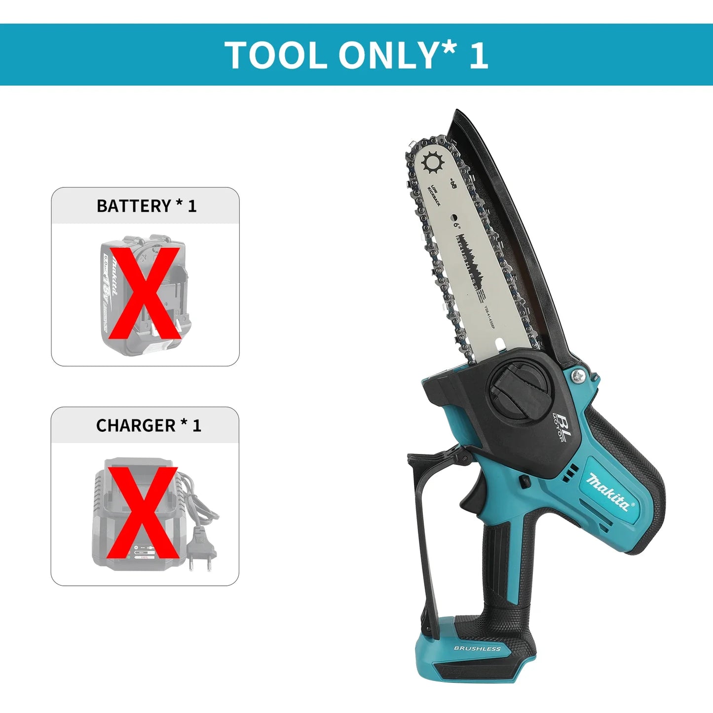 Makita 18V 8" Mini Chainsaw Makita 18V 8 Inch Chain Saw Electric Saw Handheld Portable Wood Logging Chainsaw Garden Pruning Wood Power Tool for 18V Battery