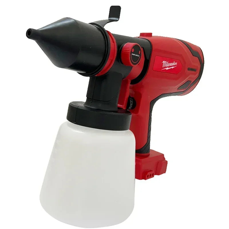 Milwaukee 18V 800ML Electric Spray Gun Cordless Paint Sprayer Auto Furniture Steel Coating Airbrush Compatible Red Electric Spray