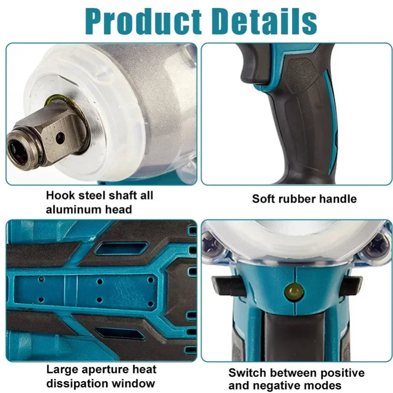 Makita Compatible 18V Cordless electric screwdriver Speed brushless impact wrench Rechargeable drill LED light