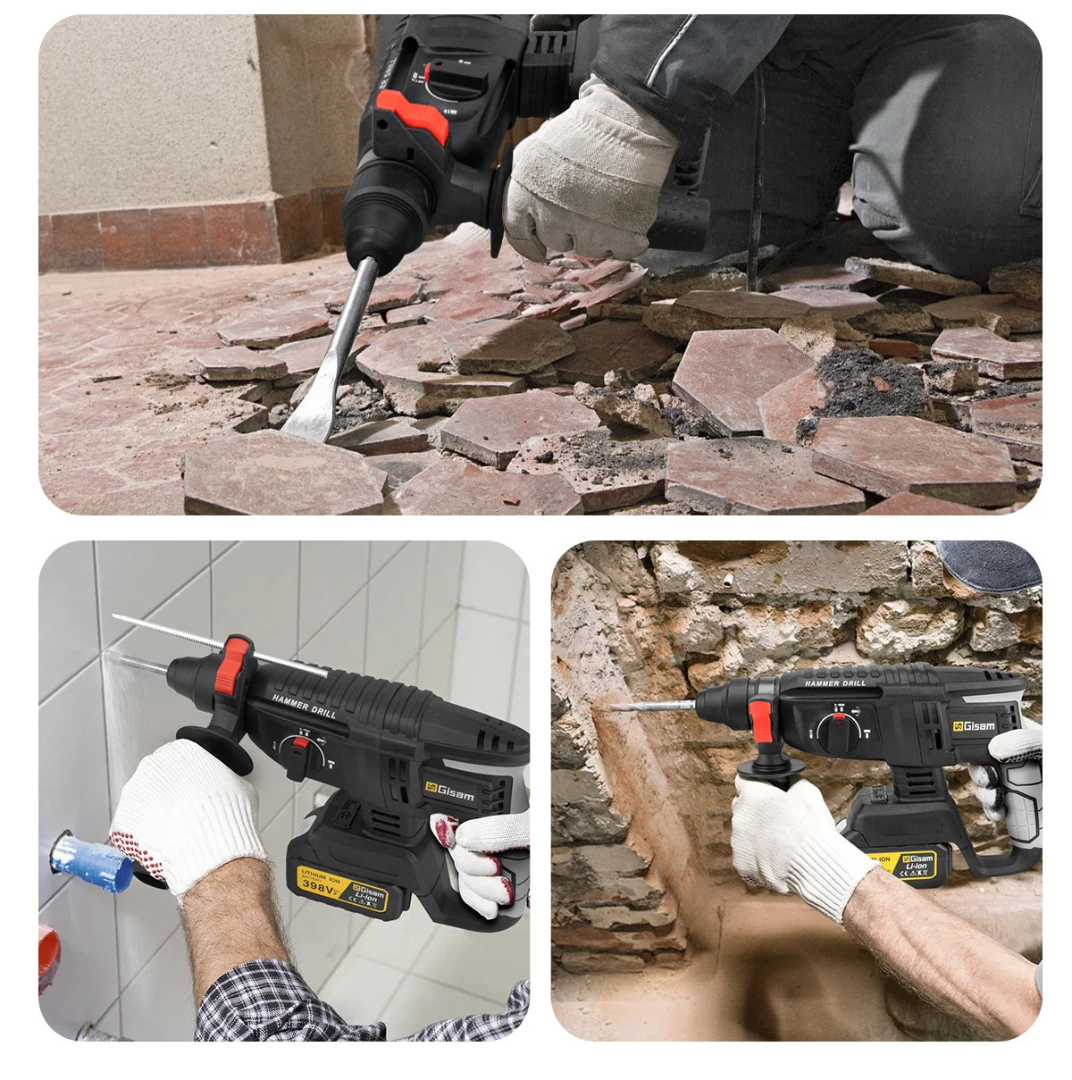 Gisam JV Brushless Electric Hammer Drill 26MM Multifunctional Cordless Rechargeable Screwdriver Tool For Makita 18V Battery Pins