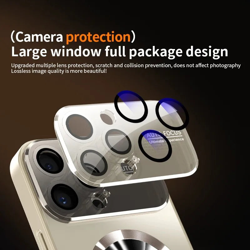 iPhone Titanium Metallic Luxury Matte Case For iPhone 16 15 14 13 12 11 Pro Max Plus For Magsafe Glass Lens Camera Protection Cover