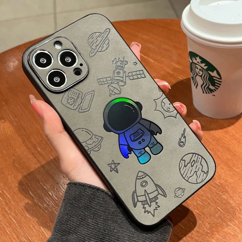 iPhone Luxury Cortex Astronaut Phone Case For iPhone 15 14 13 12 11 Pro Max 7 8 Plus X Xs XR Max Laser Bumper Cases Back Cover Cases