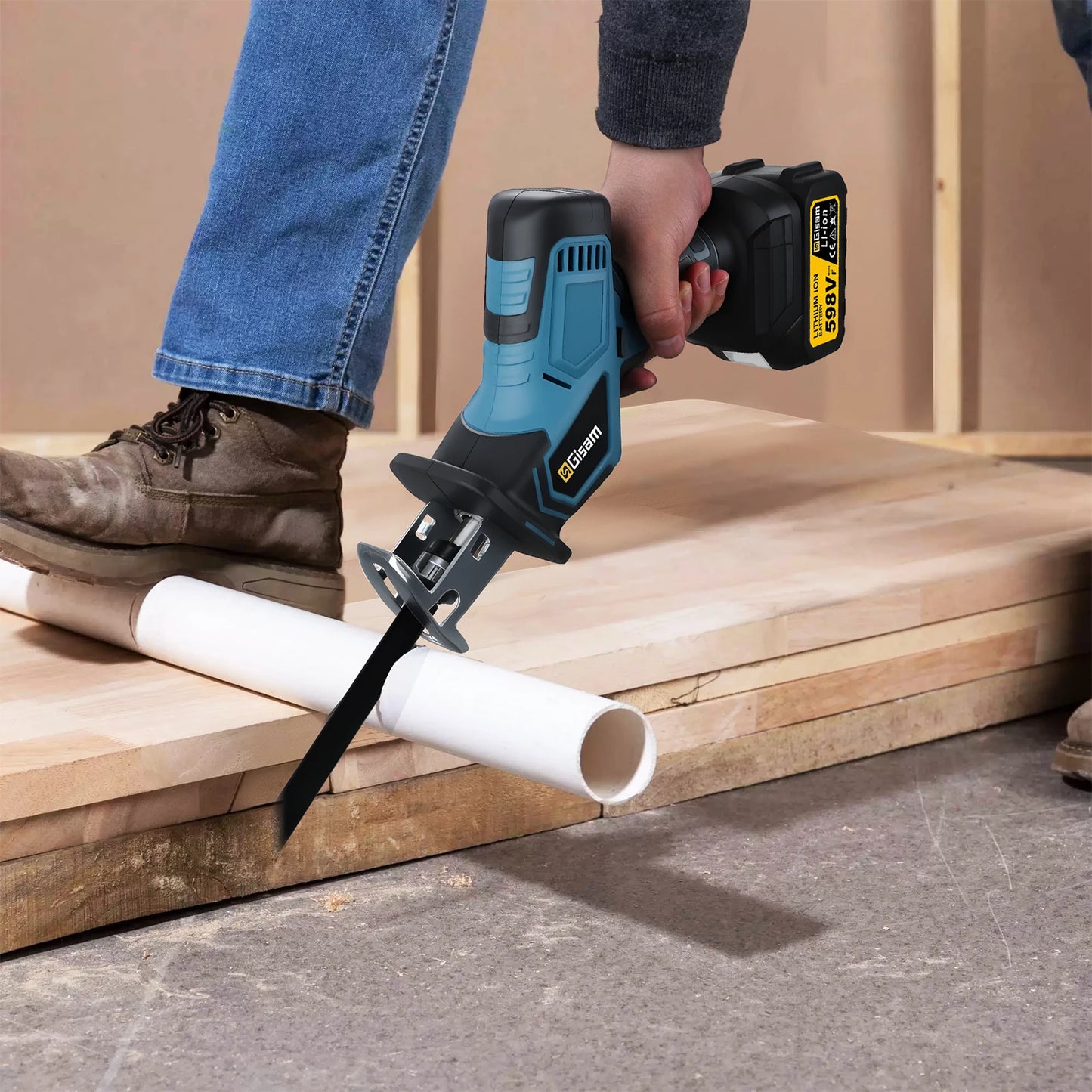 Makita Compatible 18V Gisam 12000Spm 3600W Brushless Reciprocating Saw Cordless Electric Chainsaw Wood Metal Cutting Tools For makita 18v battery pins