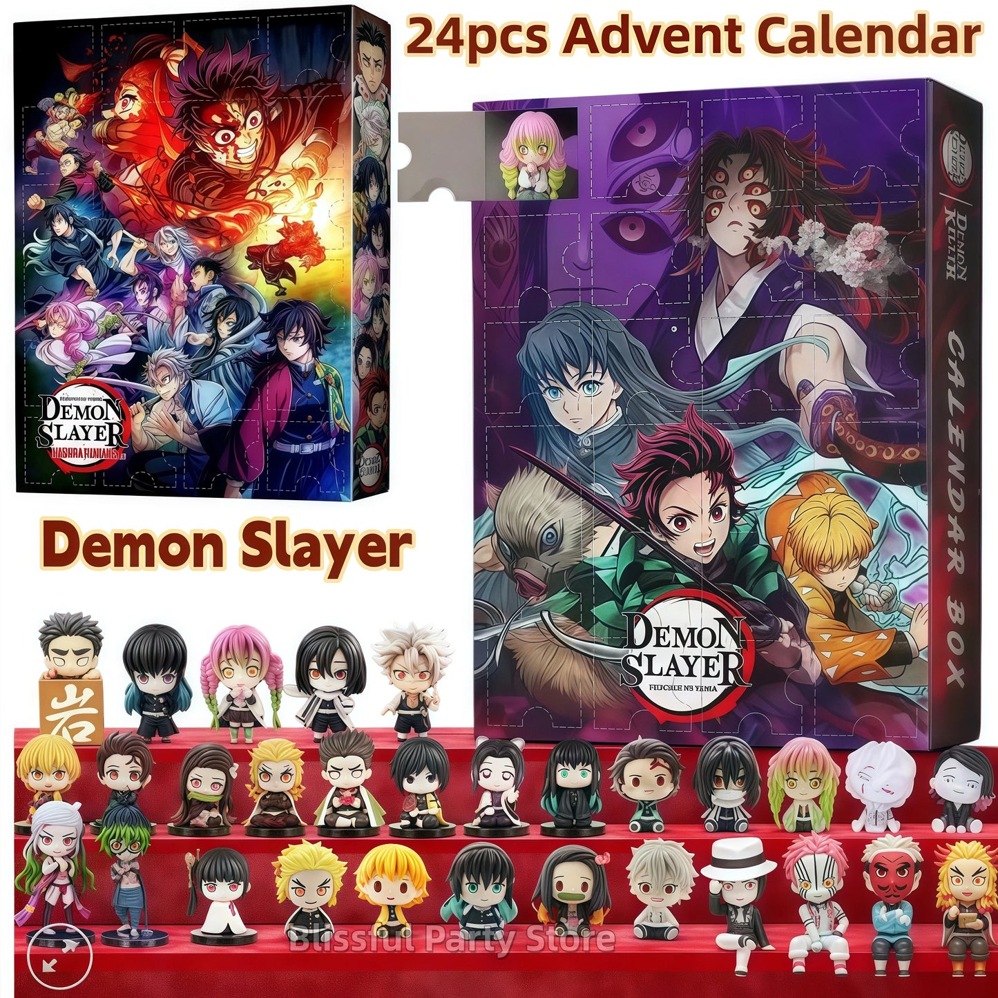Demon Slayer Advent Calendar JV Cartoon Action Figure Christmas Countdown Calendar 2D Anime PVC Peripheral Children's Toy Gift