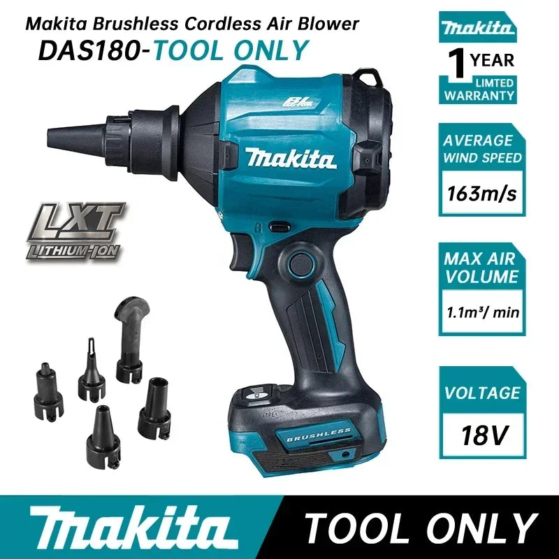 18V Makita DAS180Z Brushless Cordless Air Blower - Li-Ion Rechargeable Dust Blower Genuine LXT Series(No Battery)