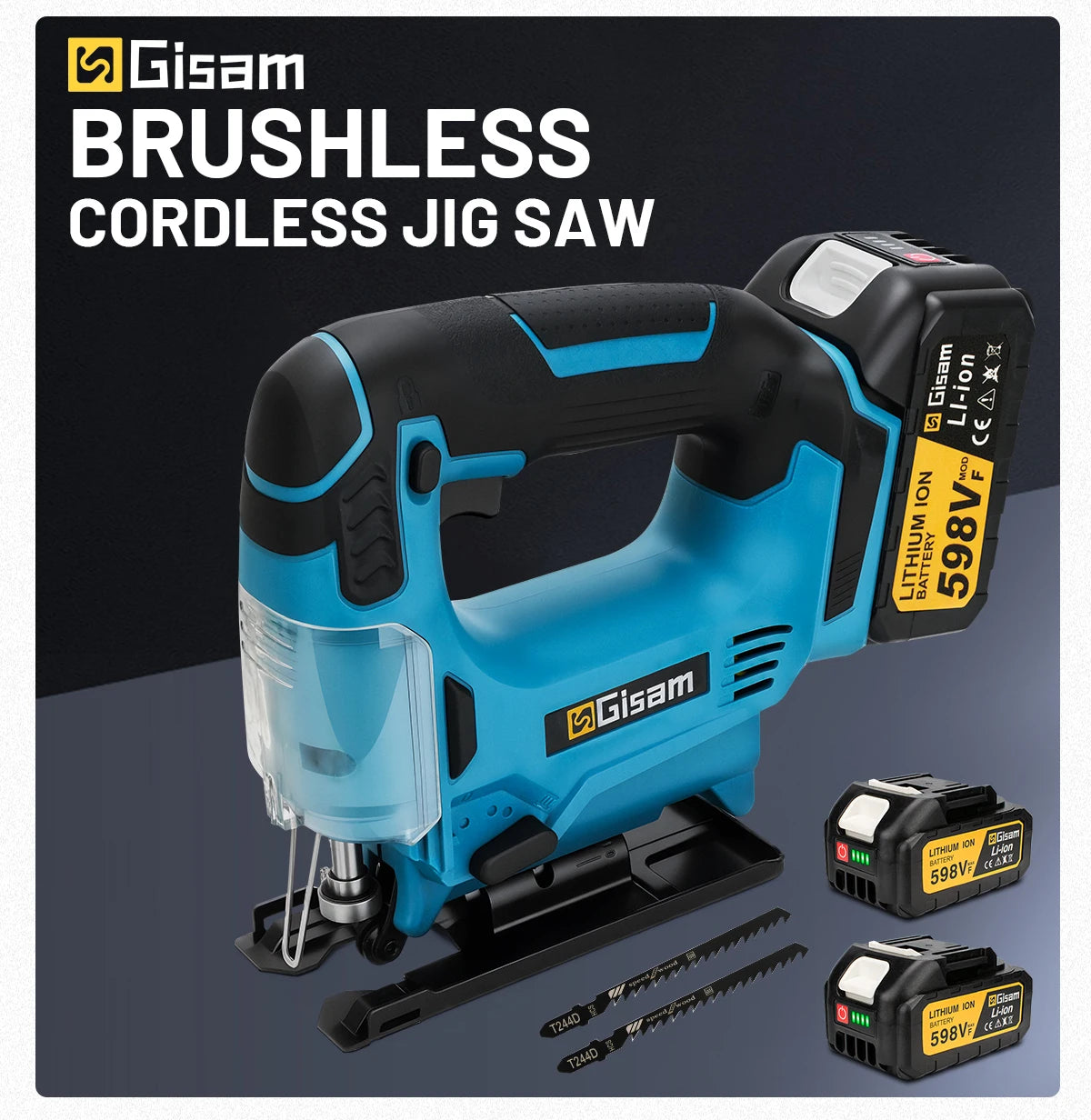Makita Compatible 18V Gisam 26mm Electric Jigsaw Portable Cordless Saw Multi-Function Wood Cutting Woodworking Machines For Makita 18V Battery pin