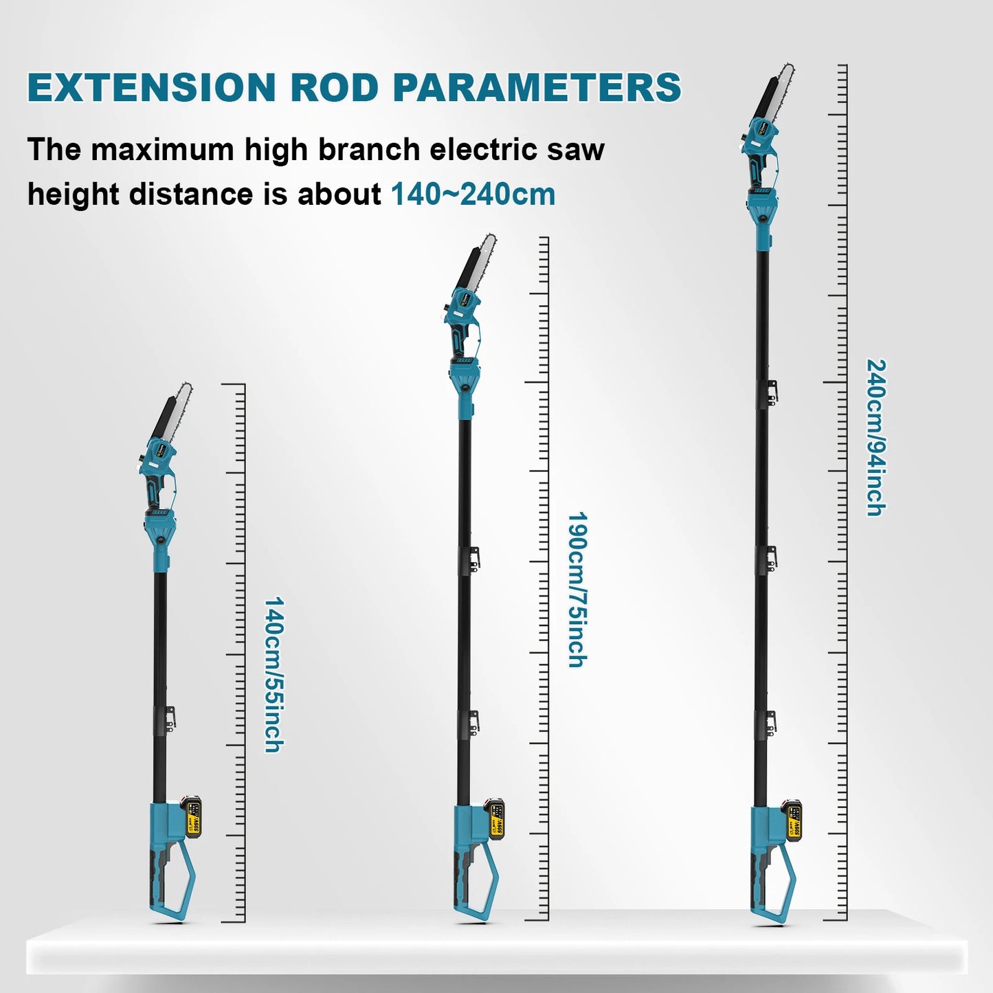 Makita 18V compatible Gisam 8Inch Brushless Telescoping Pole Electric Chainsaw High Branch Saw Garden Pruning Power Tool For Makita 18V Battery Pin