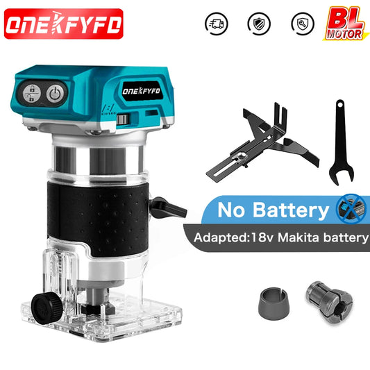 Makita Compatible 18V JV 5 Speeds Brushless Electric Hand Trimmer Cordless Wood Router Woodworking Engraving Slotting for Makita 18V Without Battery