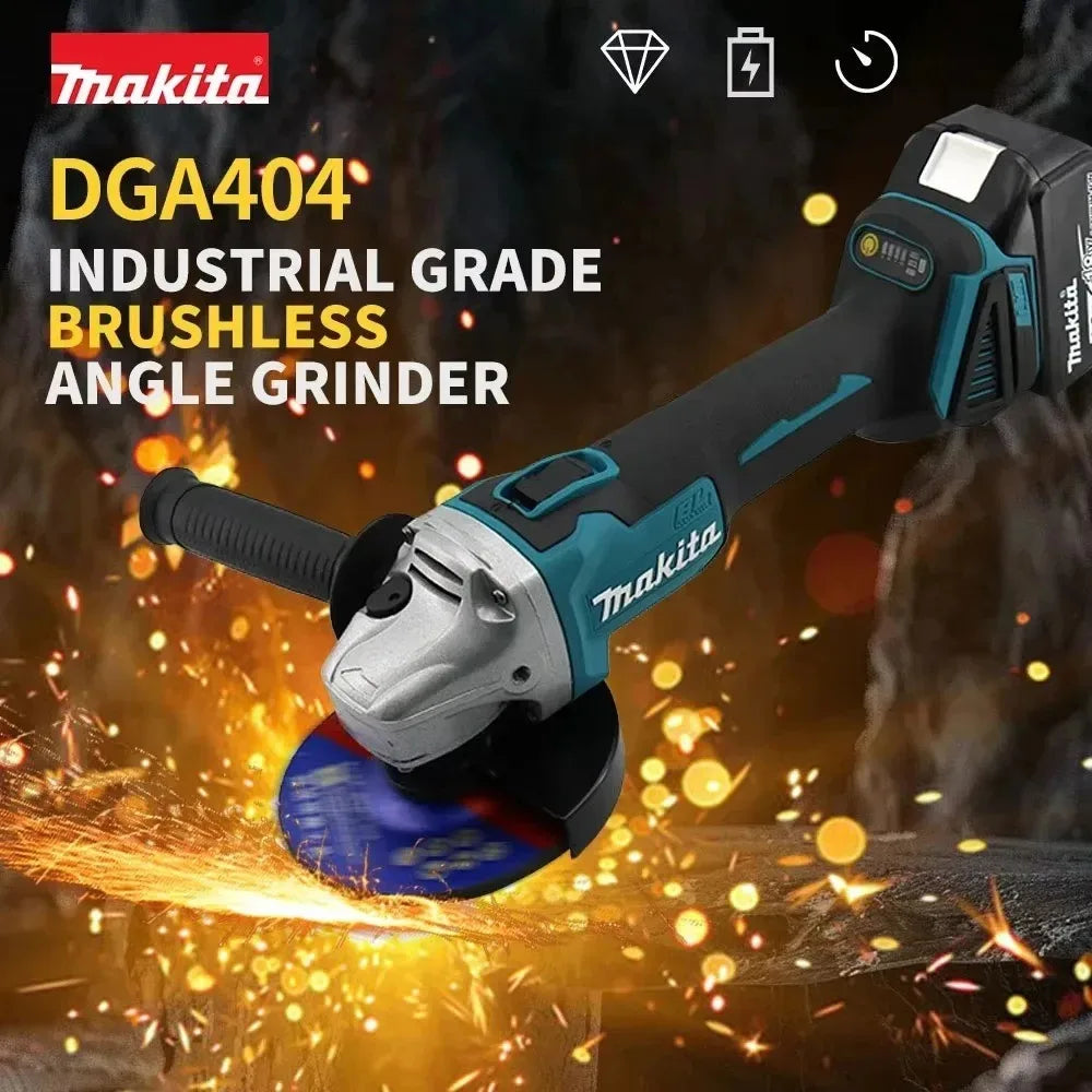 Makita DGA404 100/125mm Angle Grinder 18V Lithium Battery Brushless Polishing Machine 4 Gear Industrial Cutting Power Tools