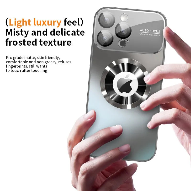 iPhone Titanium Metallic Luxury Matte Case For iPhone 16 15 14 13 12 11 Pro Max Plus For Magsafe Glass Lens Camera Protection Cover