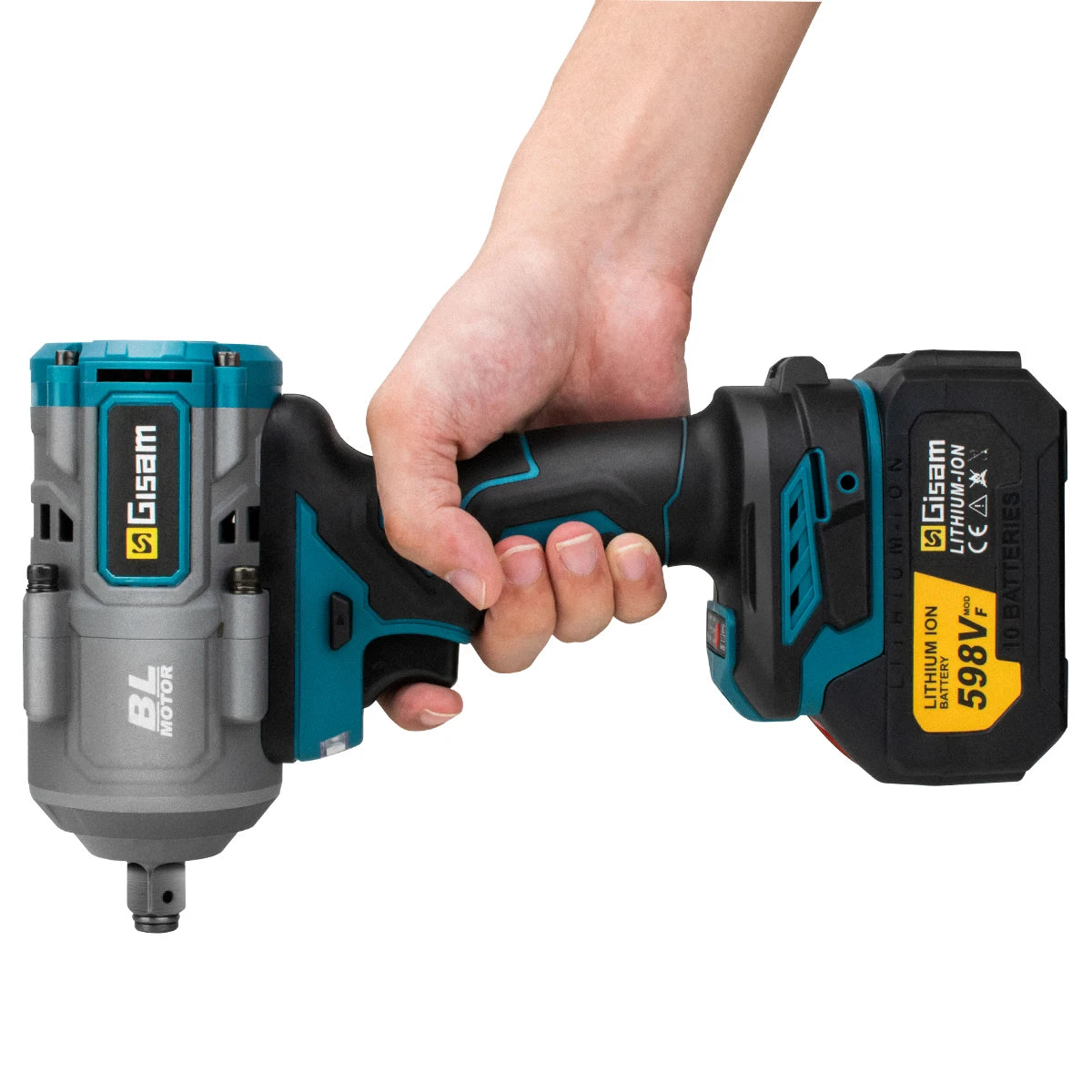 Makita 18V Compatible Gisam 2000N.M Torque Brushless Electric Impact Wrench 1/2 inch Screwdriver Cordless Wrench Power Tool For Makita 18V Battery Pin