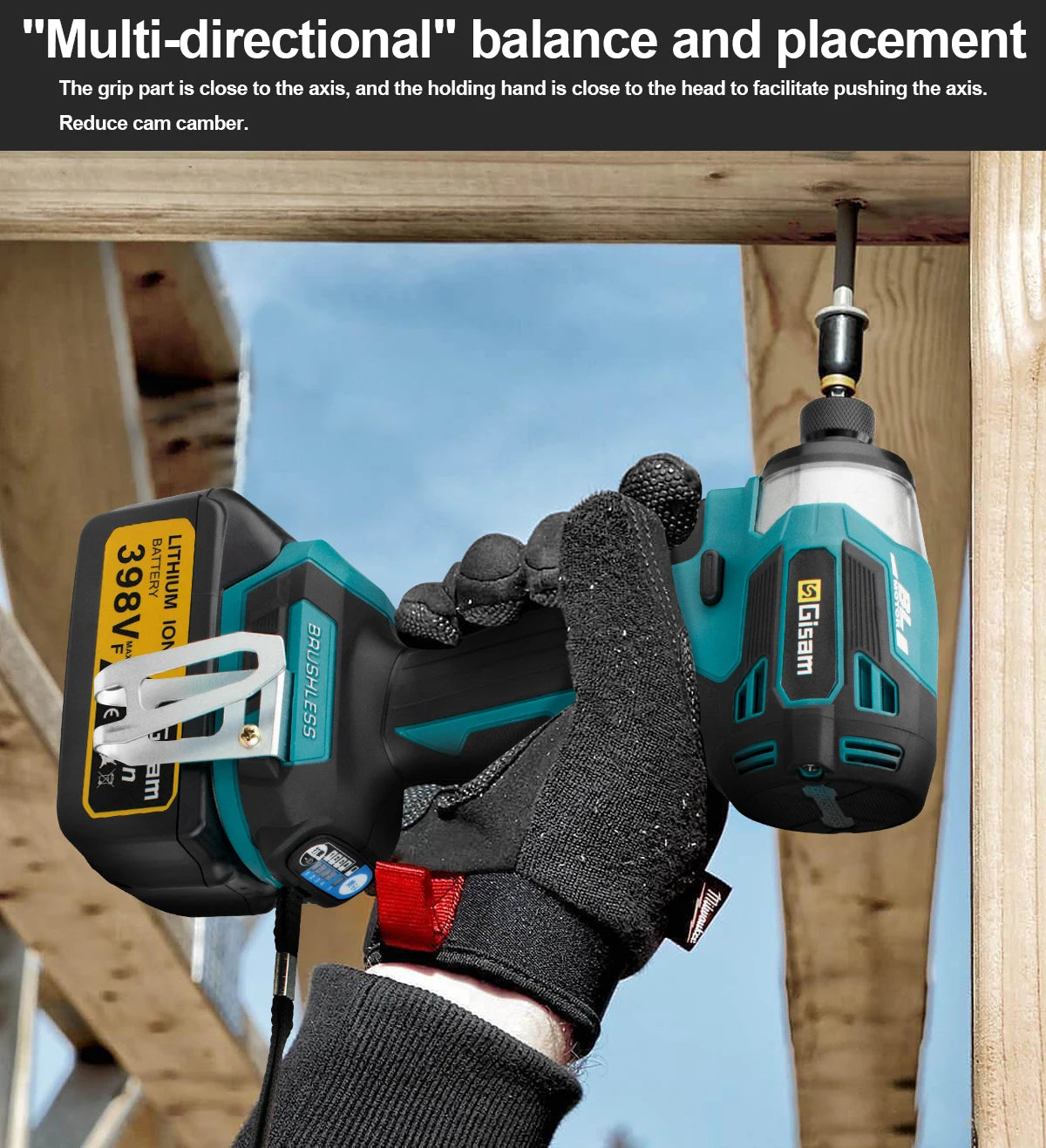 Makita 18V compatible Gisam 688N.m 1/4'' Brushless Electric Screwdriver Cordless Screwdriver Electric Drill Impact Driver Kit for Makita 18V Battery Pin