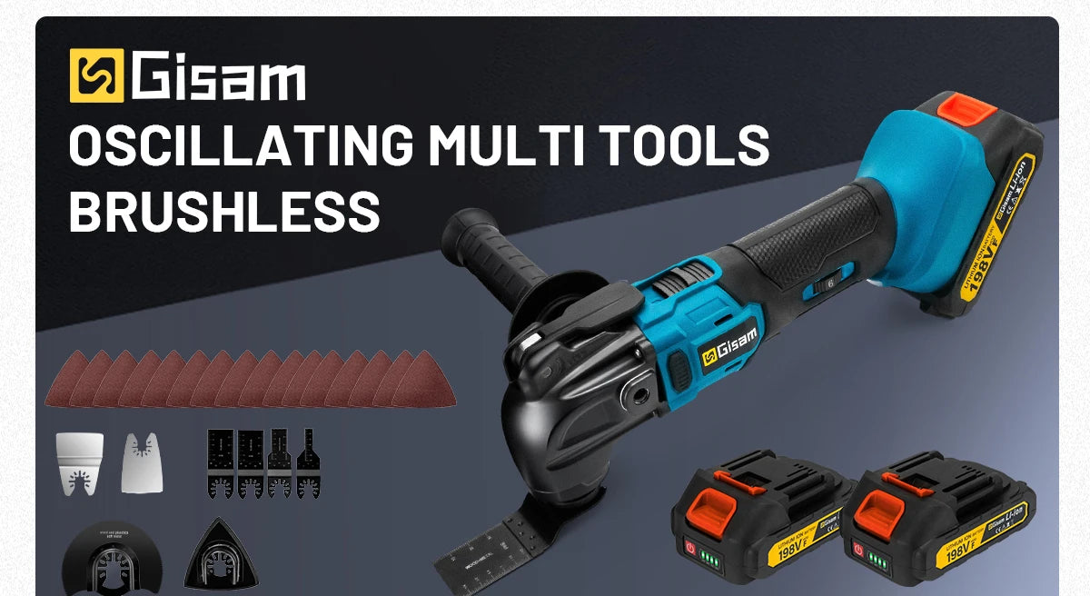 Makita Compatible 18V Gisam 20000OPM Brushless Oscillating Multi Tools Function Tool 6Gears Electric Saw Trimmer Shovel for Makita 18V Battery Pin