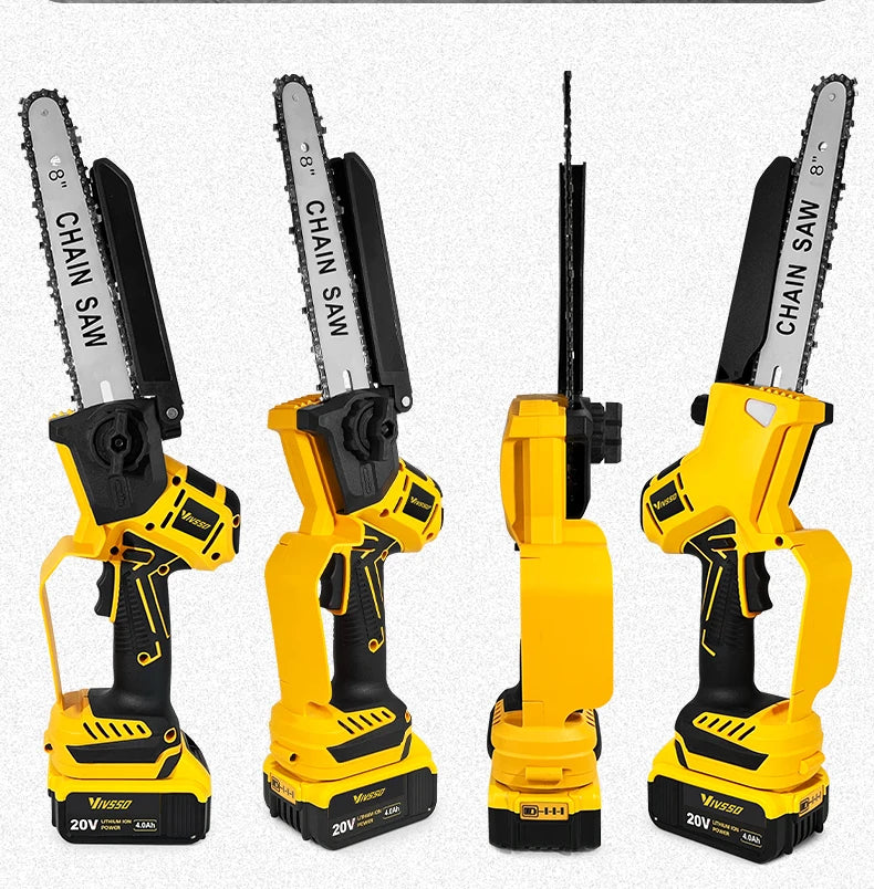 DeWalt Compatible JV 18V 20V Max VIVSSO Electric Chain Saw Rechargeable Woodworking Saw 8 Inch Mini Chain Saw Garden Pruning Saw Tool For Dewalt 20v Battery Pins
