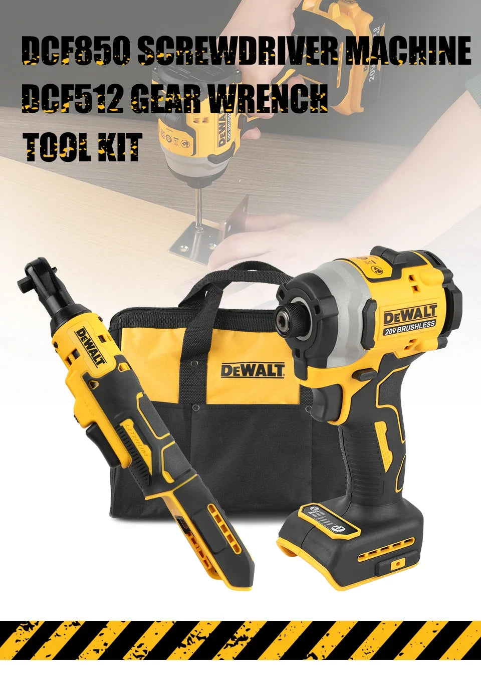 DEWALT DCF850 Driver and DCF512 Ratchet 18V 20V Max with bag combo kit