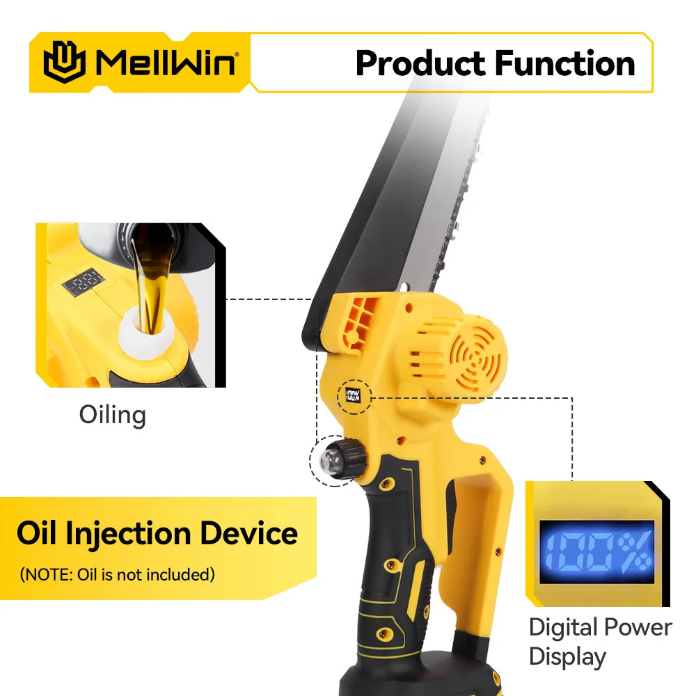 Makita Compatible 18V MELLWIN 4500W 8 inch Brushless Electric Pruning Saw Cordless Rechargeable Woodworking Saw Power Tool For Makita 18V Battery Pin