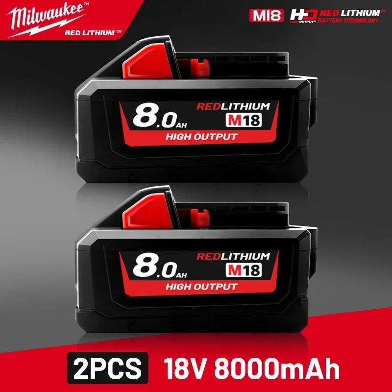 Milwaukee Original 18V Battery M18 8.0Ah 15-Cells Li-ion Charger Rechargeable Battery