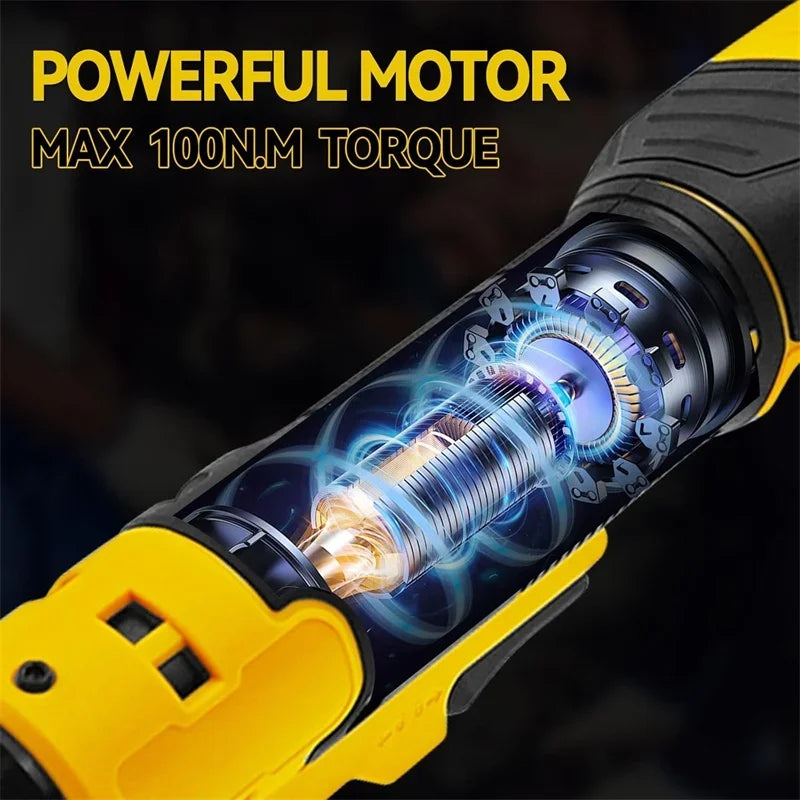 DeWalt Makita Milwaukee Compatible 18V 20V Max JV 3/8" Extended Cordless Ratchet Wrench , Electric Power Ratchet with LED Light For Makita/Dewalt/Milwaukee 18V Li-ion Battery