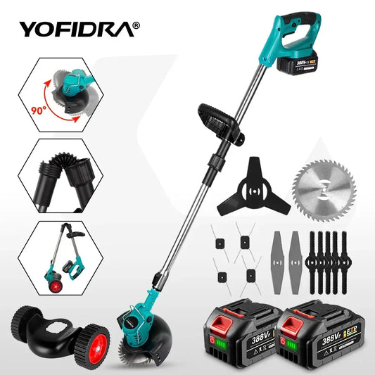 Makita Compatible 18V JV YOFIDRA Electric Lawn Mower Handheld Length Adjustable Cutter Cordless Garden Grass Cutting Trimmer For Makita 18V Battery Pin