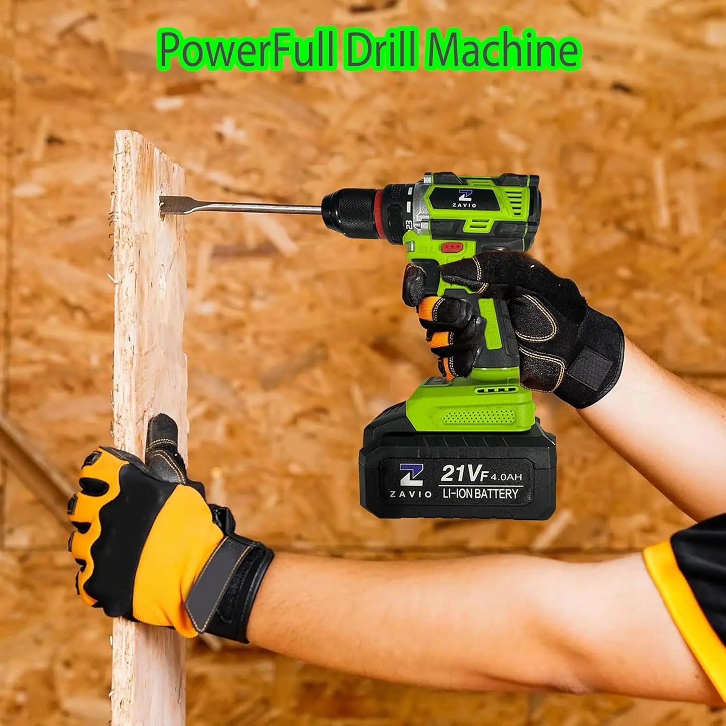 21V Cordless Brushless Power Drill with battery and charger kit in case – 75N.M Torque, 4.0Ah Battery, 2-Speed Variable, Work Light, Metal Chuck for Home DIY & Pro Use