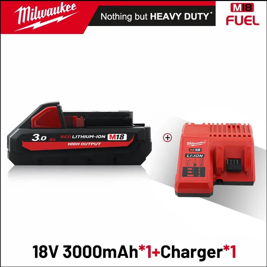Milwaukee 3.0ah Original M18 B5 18V Li-ion Battery and Charger 1pk, 2pk 3pk with charger