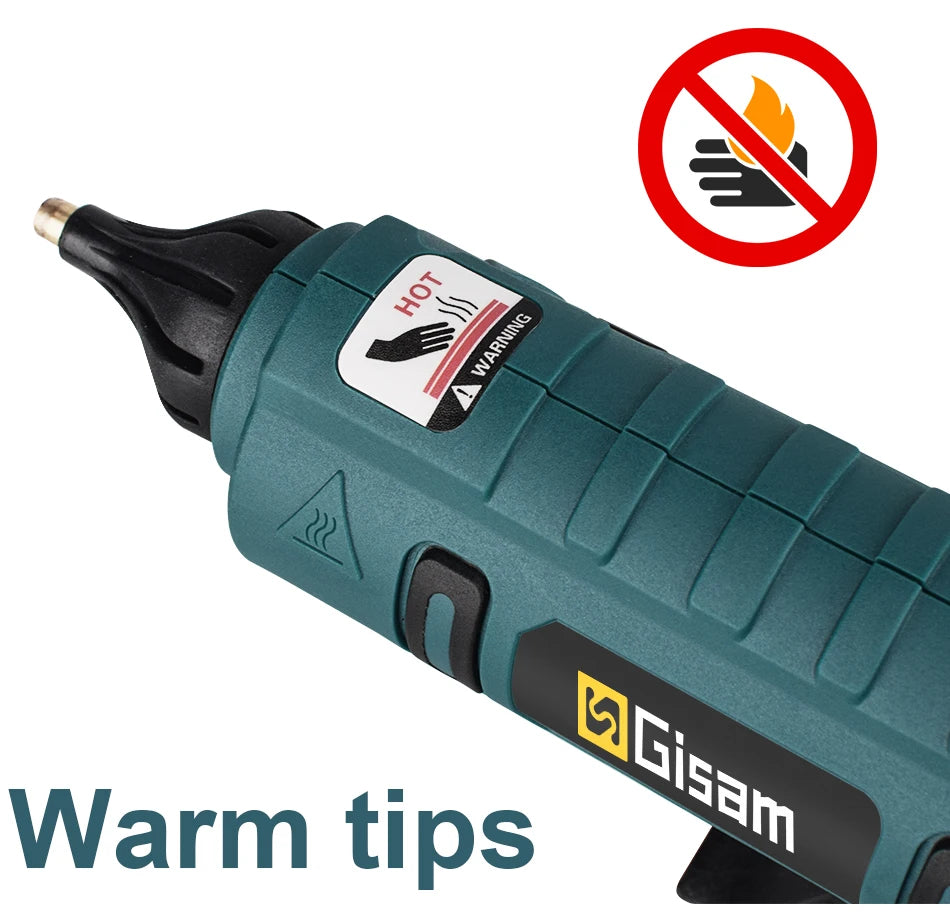 Makita compatible 18V Gisam Electric Hot Glue Gun with 2x batteries Cordless Heat Gun Battery Hot Silicone Gun DIY Hand Tool  for Makita 18V Battery with 10 Hot Melt Adhesive