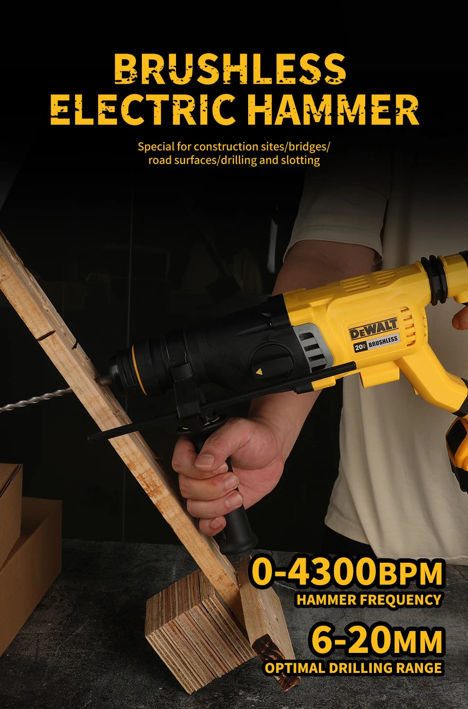 DEWALT DCH263 18V - 20V Max Brushless Wireless Hammer SDS Handle in D Rotary Electric Hammer Concrete Wall Drill Hole Power Tools