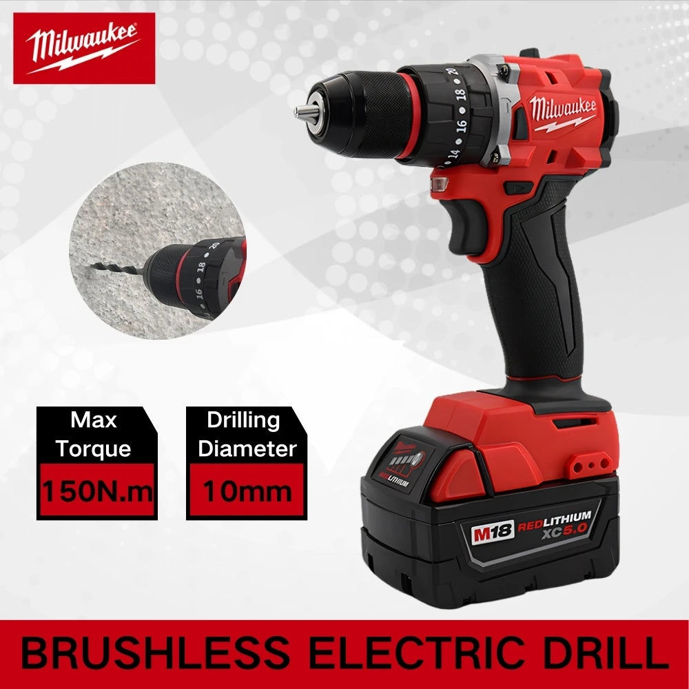 Milwaukee 18V Small Electric Drill 150N.m brushless Cordless Impact Drill of Decoration Team Uses 18V Milwaukee Battery Power Tool