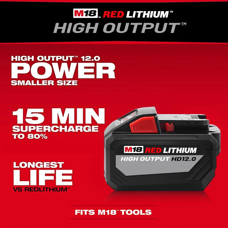 Milwaukee Original M18 12.0Ah 18V M18HB12 XC HD lithium battery- 1pk, 2pk and 3pk with charger options