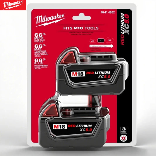 Milwaukee M18 5.0Ah Original 18V Rechargeable Li-ion Battery 18V 5.0Ah Long Cycle Life Replacement for M18B5 M18B6 Power Tools (Copy)
