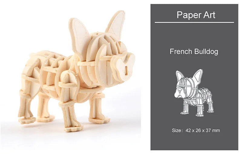 Model JV DIY 3D Wooden Puzzle Model Animal Montessori Toys for Children Crafts Dachshund Skeleton Assembly Gift Set for Kids Adults Teens