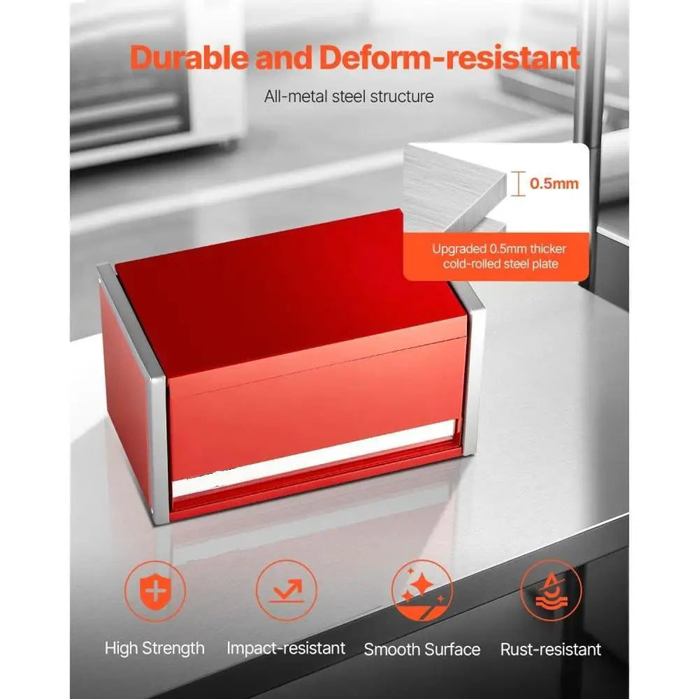Toolbox Red Portable Metal Tool Box with 3 Drawers Tool Organizer for Home Garage and Workshop Storage