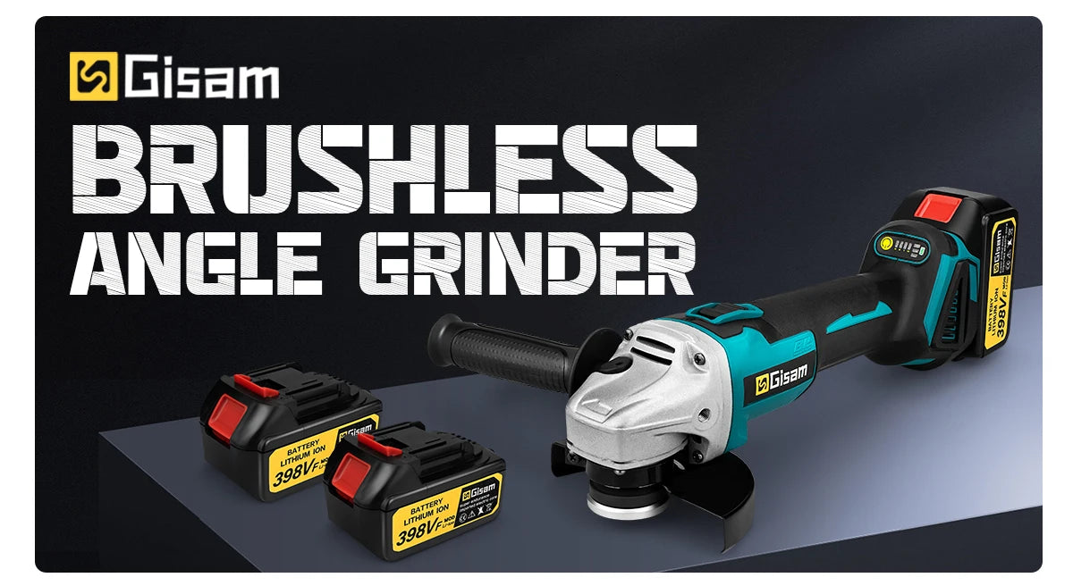 Makita 18V compatible Gisam 125mm M14 Brushless Angle Grinder Cutting Machine Cordless Electric Angle Grinder Power Tools for Makita 18V Battery Pins