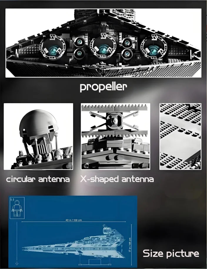 Imperial JV Navy Stormtrooper Star Destroyer Star Cruiser Galactic Empire Starfighter Dark Fleetship Spacecraft 75252 Brick ToyGift