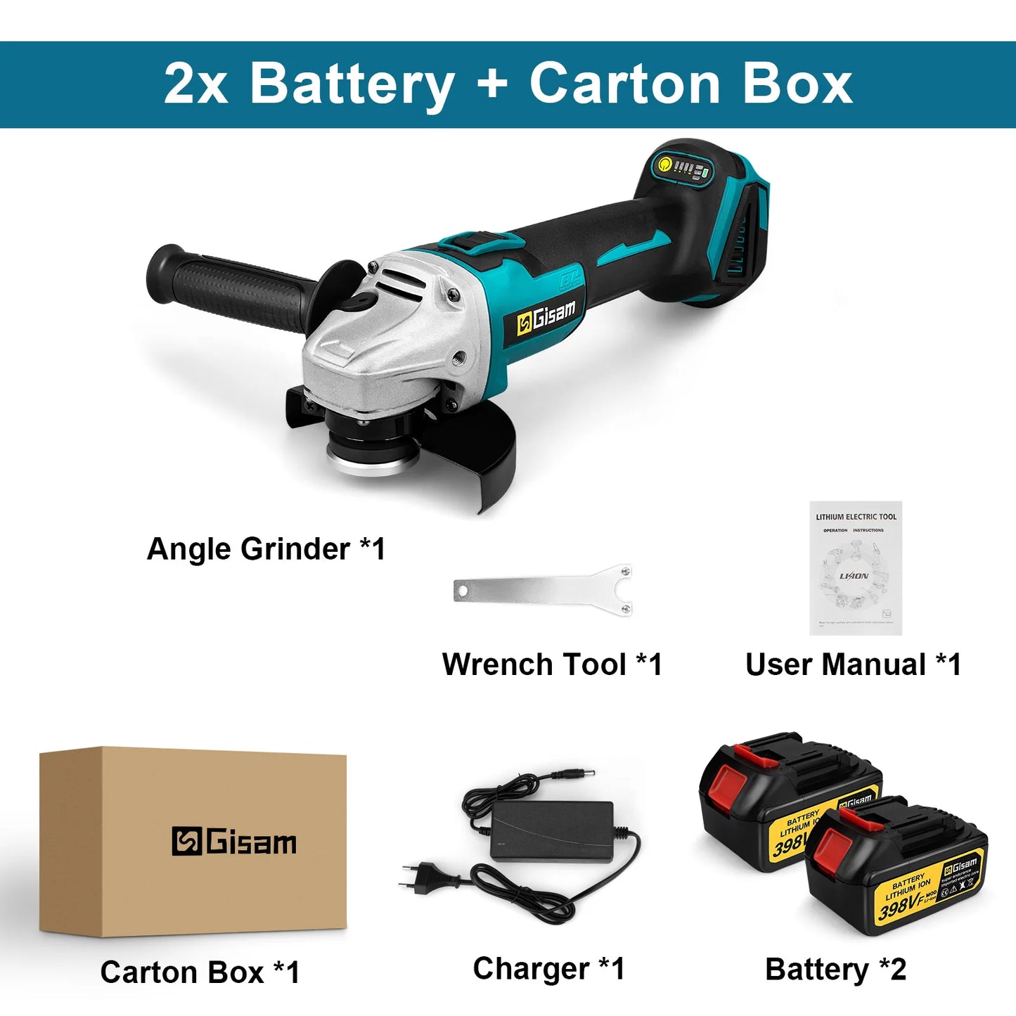 Makita 18V compatible Gisam 125mm M14 Brushless Angle Grinder Cutting Machine Cordless Electric Angle Grinder Power Tools for Makita 18V Battery Pins