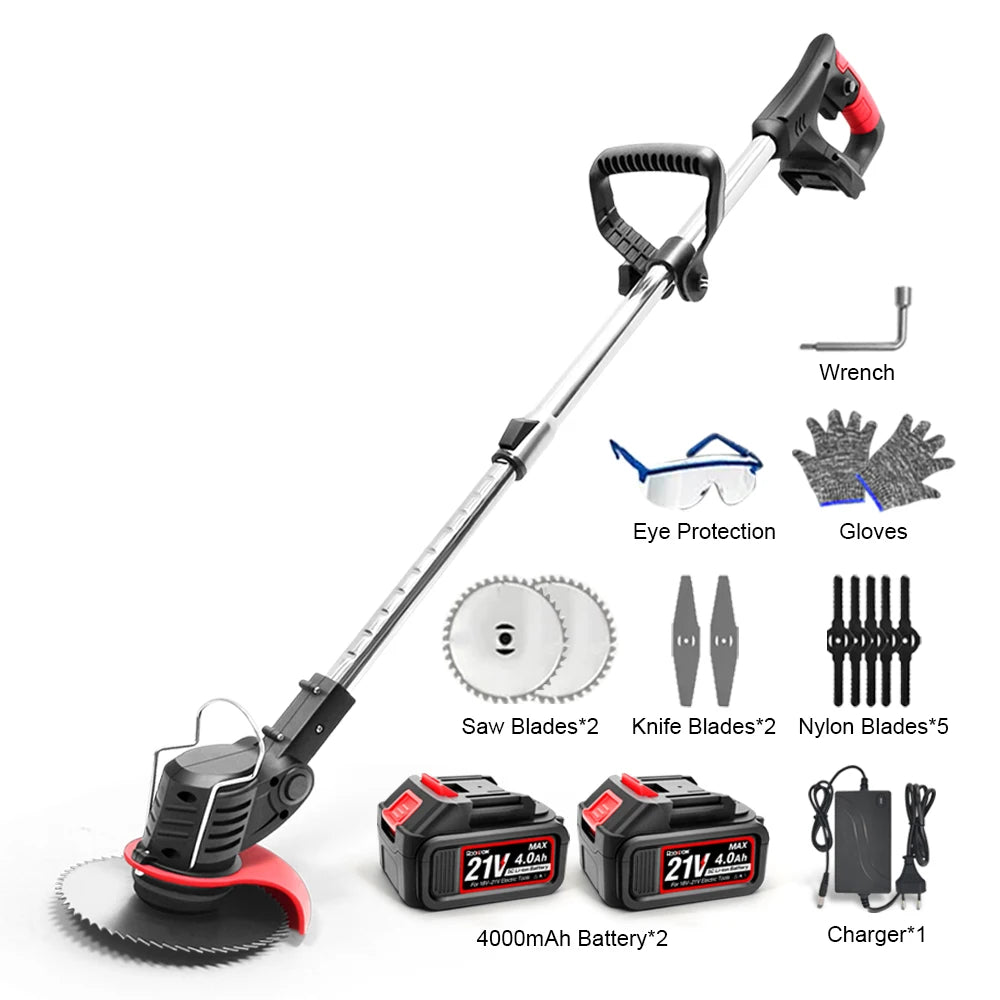 Makita Compatible 18V JV 1600W Rechargeable Lawn Mower Electric Cordless Grass Trimmer Manual Brush Cutter For Makita 21V Battery Gardening Tools