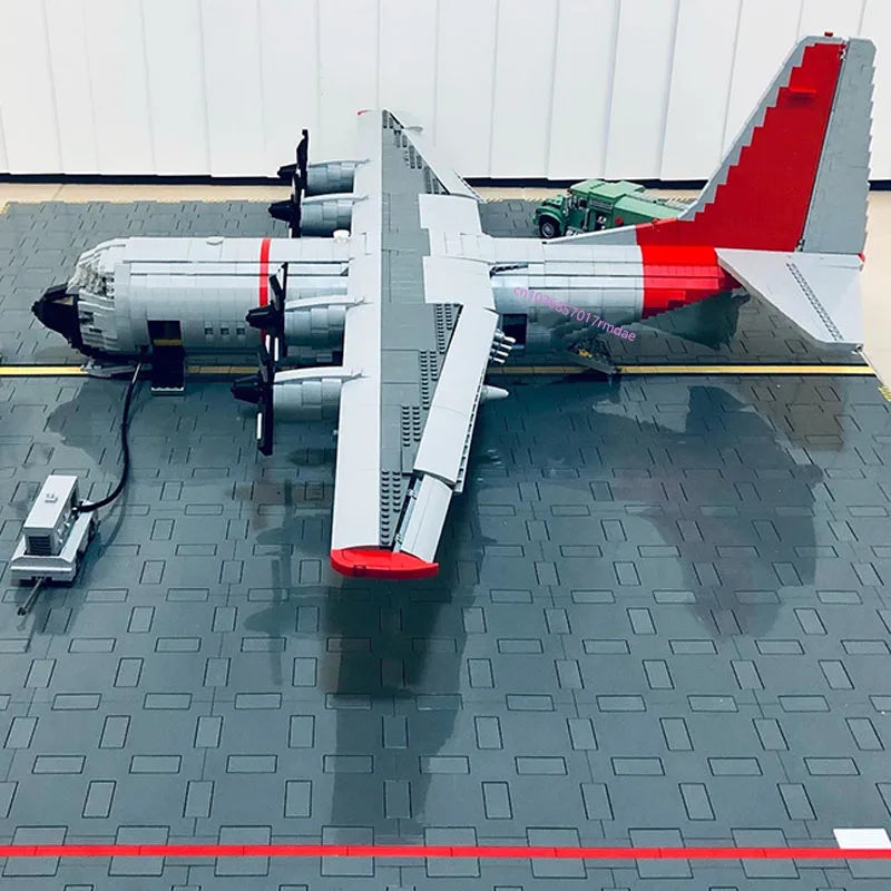 C130 Hercules JV 5257PCS WW2 Military MOC 1:38 scale C-130H Hercules transport plane Model creative ideas Child Toy Assembly Puzzle Birthday Gift