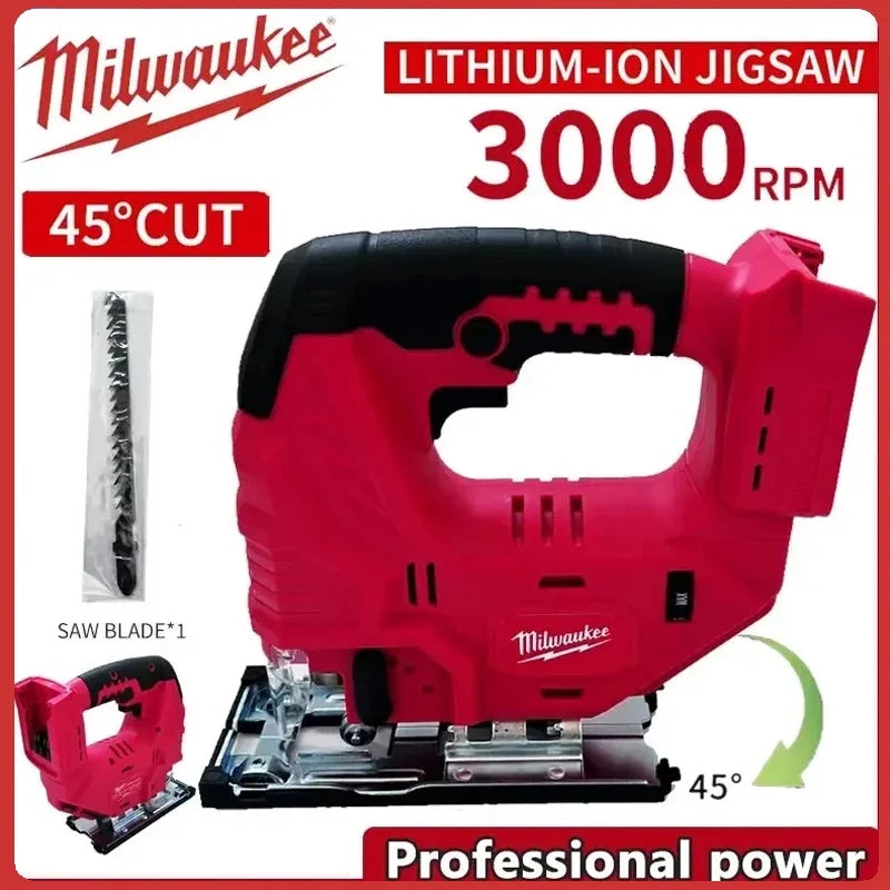 Milwaukee 18V Battery Brushless Jig Saw 0-45º Settings Electric Jigsaw Woodworking Tool Power Tools
